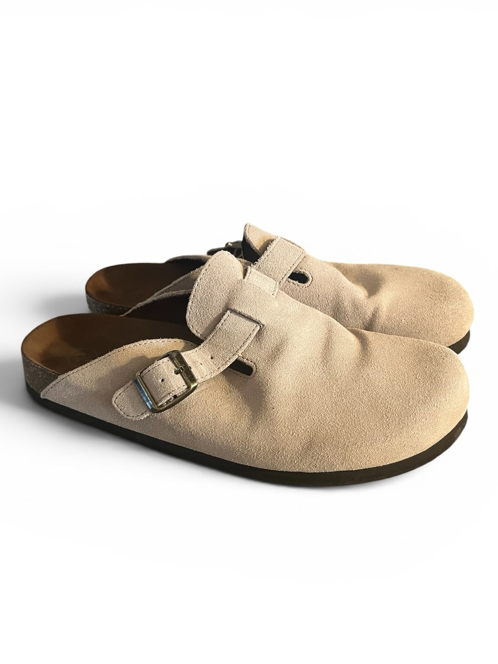 White Mountain Beige Suede Slip-On Clog with Buckle